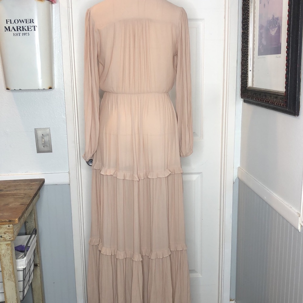 Low cut tiered empire waist maxi dress cream Sz6 - Picture 5 of 7